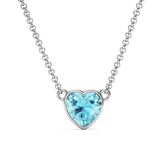 Heart Necklace Aquamarine