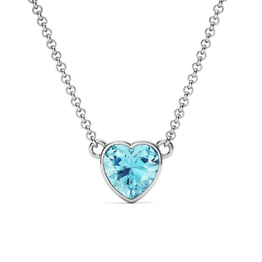 Heart Necklace Aquamarine